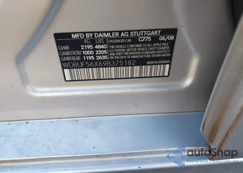 2009 Mercedes-Benz E 350 from USA, damaged, VIN WDBUF56X69B375182